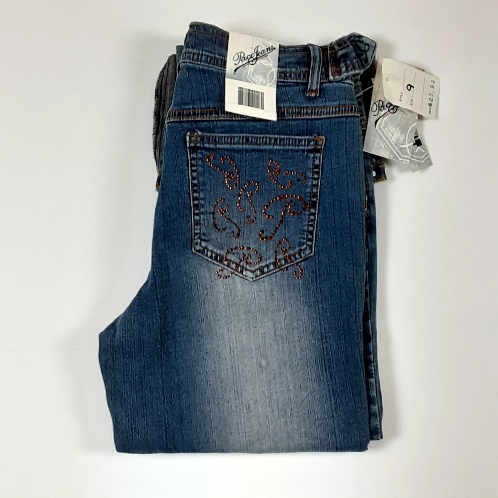 NWT Paco Jeans Capri Denim Belt Beaded 9 (28×22) - Picture 3 of 6